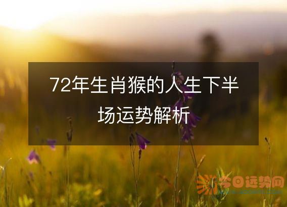 72年生肖猴的人生下半场运势解析