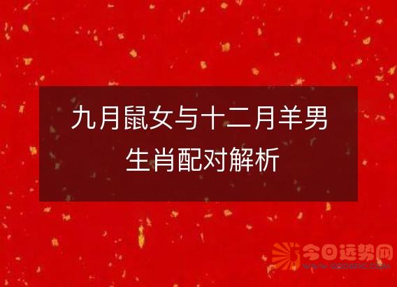 九月鼠女与十二月羊男 生肖配对解析