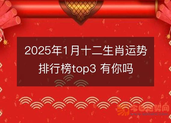 2025年1月十二生肖运势排行榜top3 有你吗